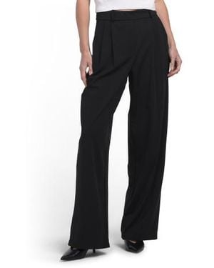 Marshalls Pull On Hidden Drawstring High Rise Wide Leg Pleated Pants For - Black