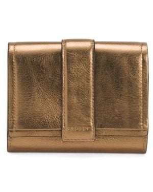Marshalls Leather Sloane Mews Metallic Medium Flap And Snap Wallet For - Brown