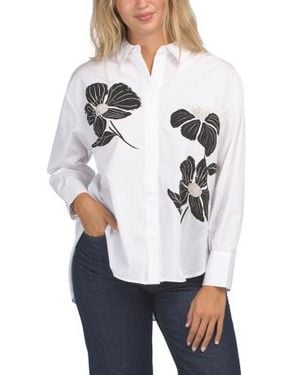 Marshalls Cotton Blend Printed Blouse For - White