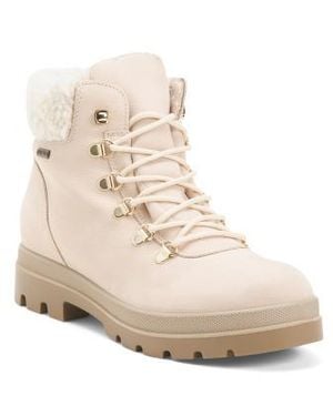 Marshalls Nubuck Leather Laced Up Booties For - Natural