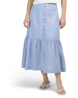 Marshalls Cotton Blend Gingham Midi Skirt For - Blue