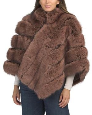 Marshalls Faux Fur Poncho With Diagonal Zipper For - Brown