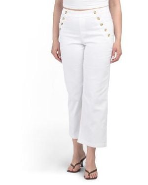 Marshalls Petite High Rise Wide Leg Jeans With Ruffle Pocket Trim - White
