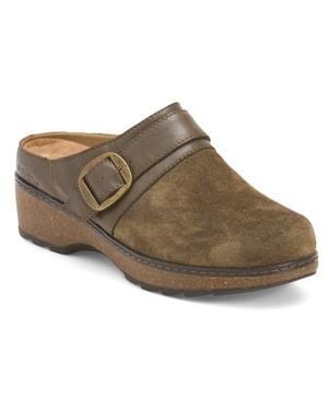 Marshalls Leather And Suede Wide Width Kulla Clogs For - Brown
