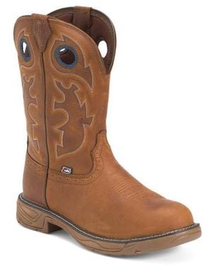 Marshalls Leather Rush Western Work Boots For - Brown