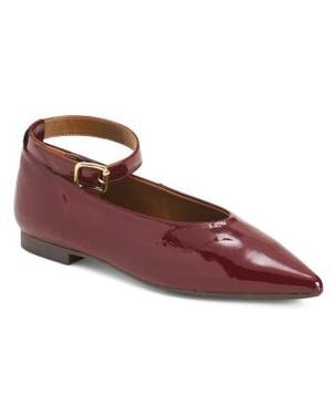 Marshalls Patent Leather Pointy Toe Shoes With Ankle Strap For - Red