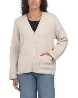 Marshalls Wool Blend V-Neck Long Sleeve Sweater For - Natural