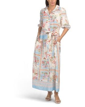 Marshalls Linen Blend Long Sleeve Maxi Dress For - White