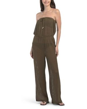 Marshalls Strapless Mesh Cover-Up Jumpsuit For - Green