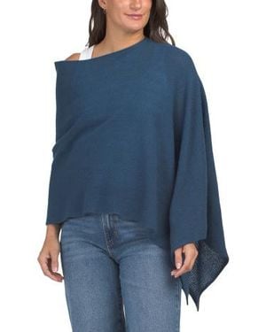 Marshalls Cashmere Cowl Neck Poncho For - Blue