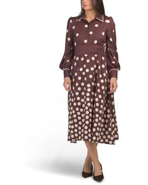Marshalls Long Sleeve Cascading Polka Dot Midi Dress For - Red