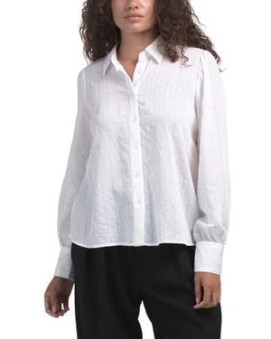 Marshalls Crystal Embellished Semi-Sheer Long Sleeve Top For - White
