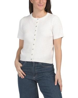 Marshalls Boyfriend Short Sleeve Cable Knit Cardigan - White
