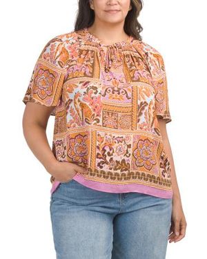 Marshalls Plus Tie Neck Blouse For - Red