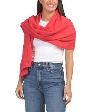 Marshalls Cashmere All Over Cable Knit Design Wrap For - Red