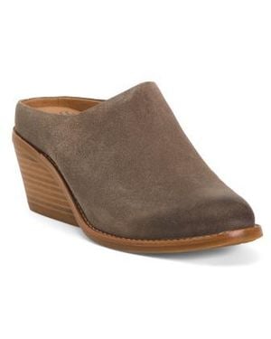 Marshalls Suede Nicki Comfort Wedge Mules For - Brown