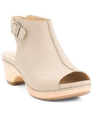 Marshalls Leather Lizzy Peep Toe Heel Comfort Booties For - Natural