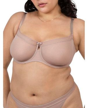 Marshalls Full Figure Sheer Mesh Unlined Balconette Bra For - Natural