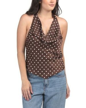 Marshalls Halter V-Neck Satin Top For - Blue