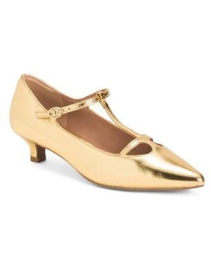 Marshalls Leather Celia T-Strap Pumps For - Natural