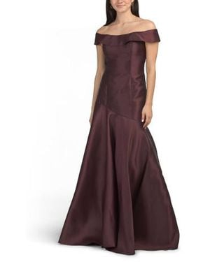 Marshalls Off The Shoulder Mikado Drop Waist Gown For - Purple