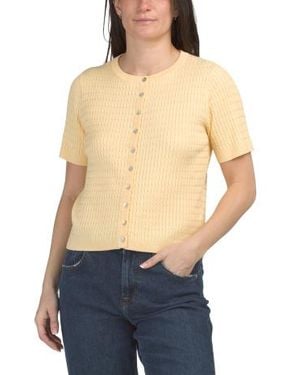 Marshalls Boyfriend Short Sleeve Cable Knit Cardigan For - Blue