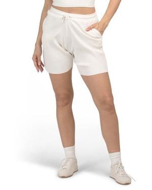 Marshalls Ribbed Shorts With Drawstring Waist For - White