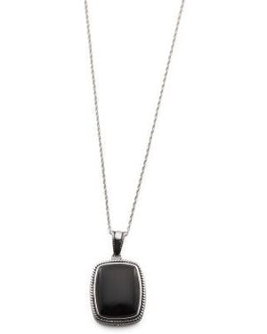 Marshalls Sterling Onyx Rope Edge Pendant Necklace - White