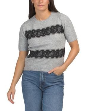 Marshalls Short Sleeve Sweater With Lace Details For - Gray