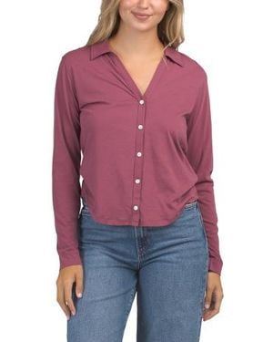 Marshalls Split Collar Button Down Shirt For - Red