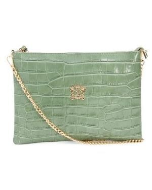 Marshalls Patent Leather Croc Embossed Pouch Wristlet For - Green