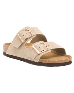 Marshalls Suede Legacy Oversized Buckle Double Strap Sandals For - White