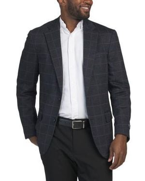 Marshalls Wool Blend Overcheck Classic Fit Knit Sport Coat For - Blue