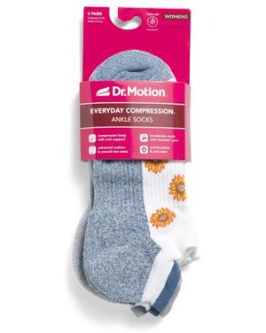 Marshalls 2Pk Sunflowers Compression Ankle Socks For - Pink