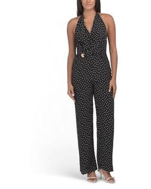 Marshalls Dot Print Halter Neck Jumpsuit For - Black