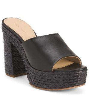 Marshalls Leather One Band Tonal Platform Heel Sandals For - Black