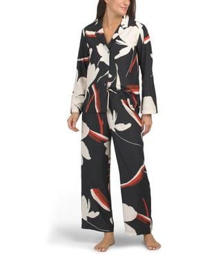 Marshalls Kami Notch Collar Top And Pants Pajama Set For - Black