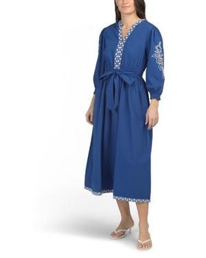 Marshalls Three-Quarter Sleeve Embroidered Maxi Dress For - Blue