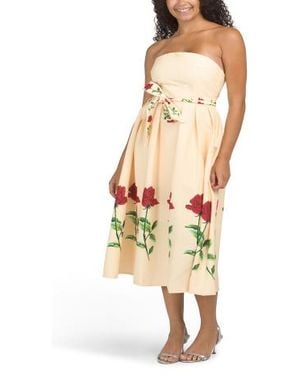 Marshalls Strapless Floral Print Midi Dress For - Yellow
