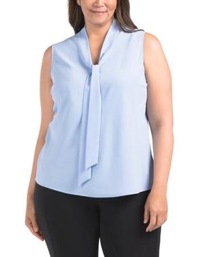 Marshalls Plus Tie Front Stretch Blouse For - Blue