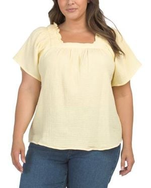 Marshalls Plus Cotton Gauze Square Neck Top For - Natural