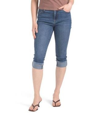 Marshalls High Rise Wide Cuff Fray Hem Skinny Capri Jeans For - Blue