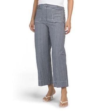 Marshalls Printed Linen Blend Straight Leg Pants With Patch Pockets For - Gray