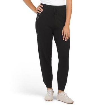 Marshalls Merino Wool And Cashmere Blend Star Stud Sweater Knit Sweatpants For - Black