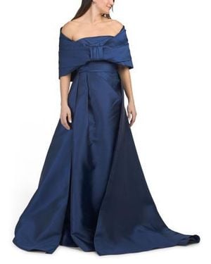 Marshalls Exaggerated Shoulder Mikado Gown For - Blue