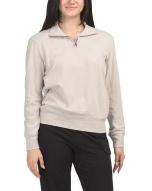 Marshalls Organic Cotton Blend Quarter Zip Top For - White