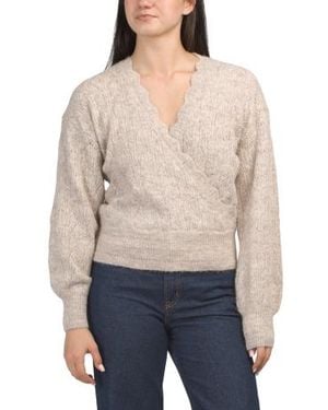 Marshalls Wool And Alpaca Blend Lace Pointelle Knit Overlapping Ballet Sweater For - Multicolor