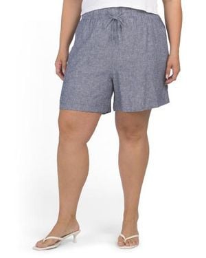 Marshalls Plus Linen Blend Shorts For - Blue