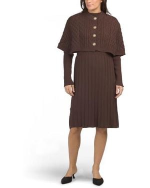 Marshalls 2Pc Sweater Dress With Removable Cape For - Brown