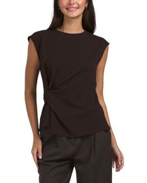 Marshalls Scuba Ponte Twist Side Short Sleeve Top For - Black